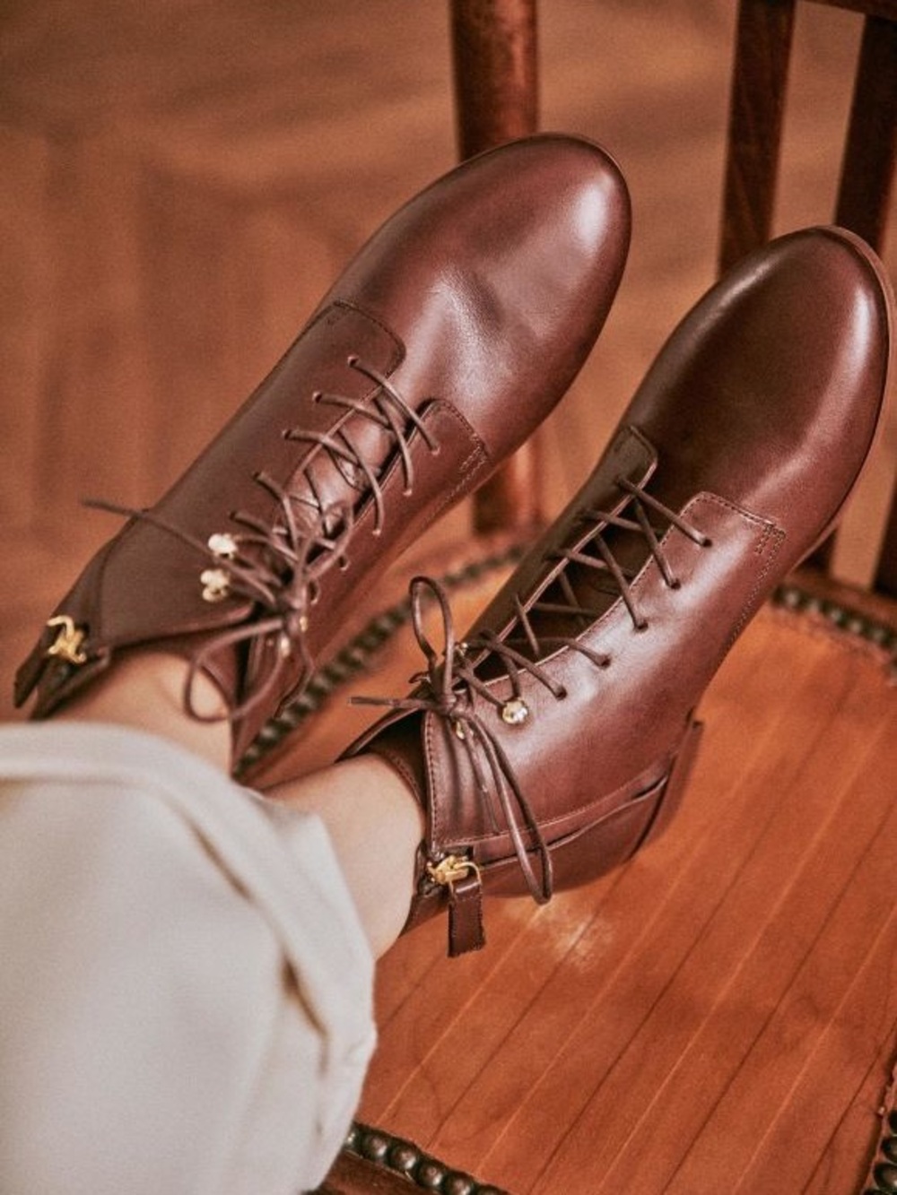 Sézane Eugenie Boots in Smooth Choco Heritage FR 40 / US 9
